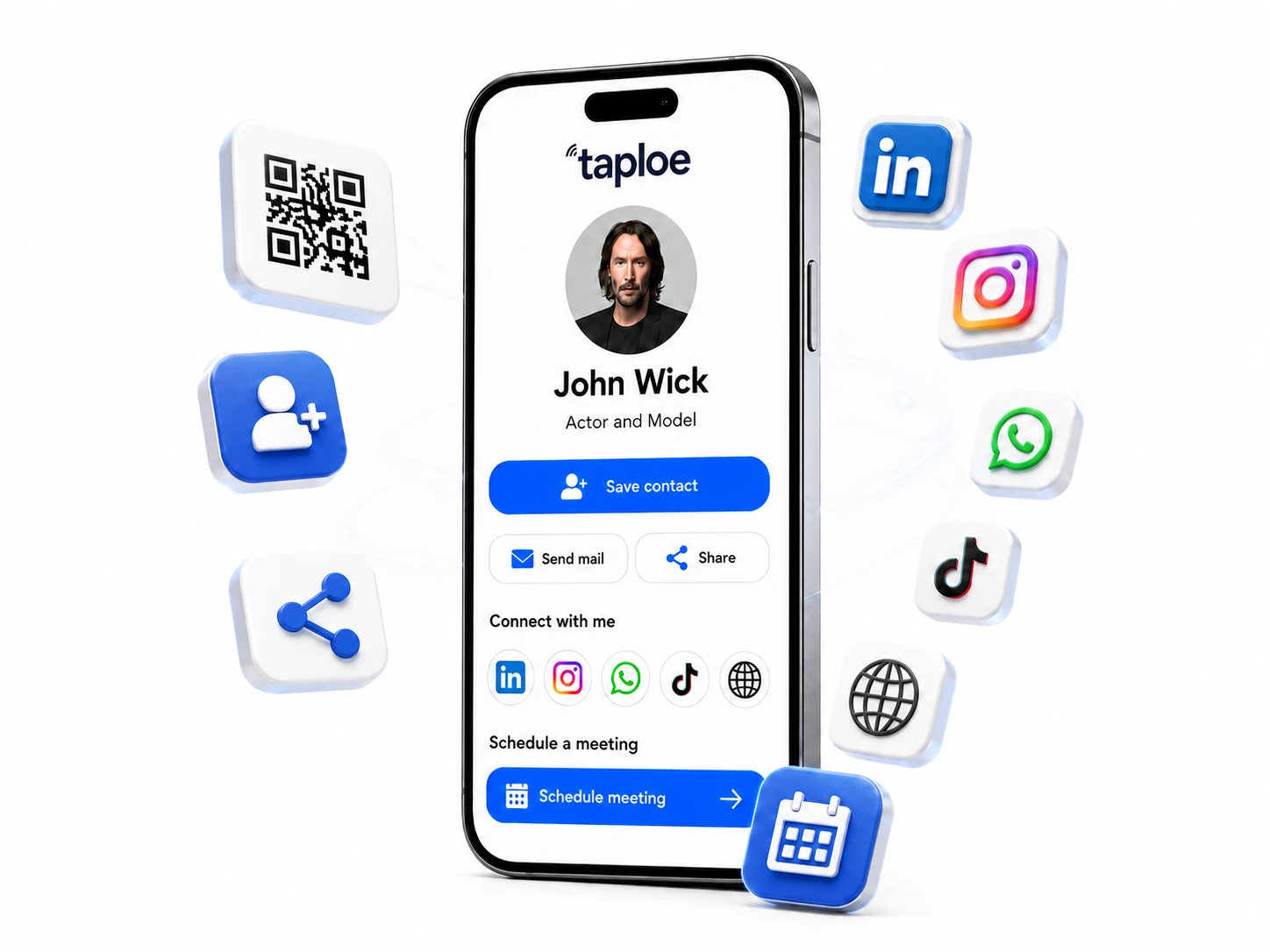 Taploe digital card with contact information