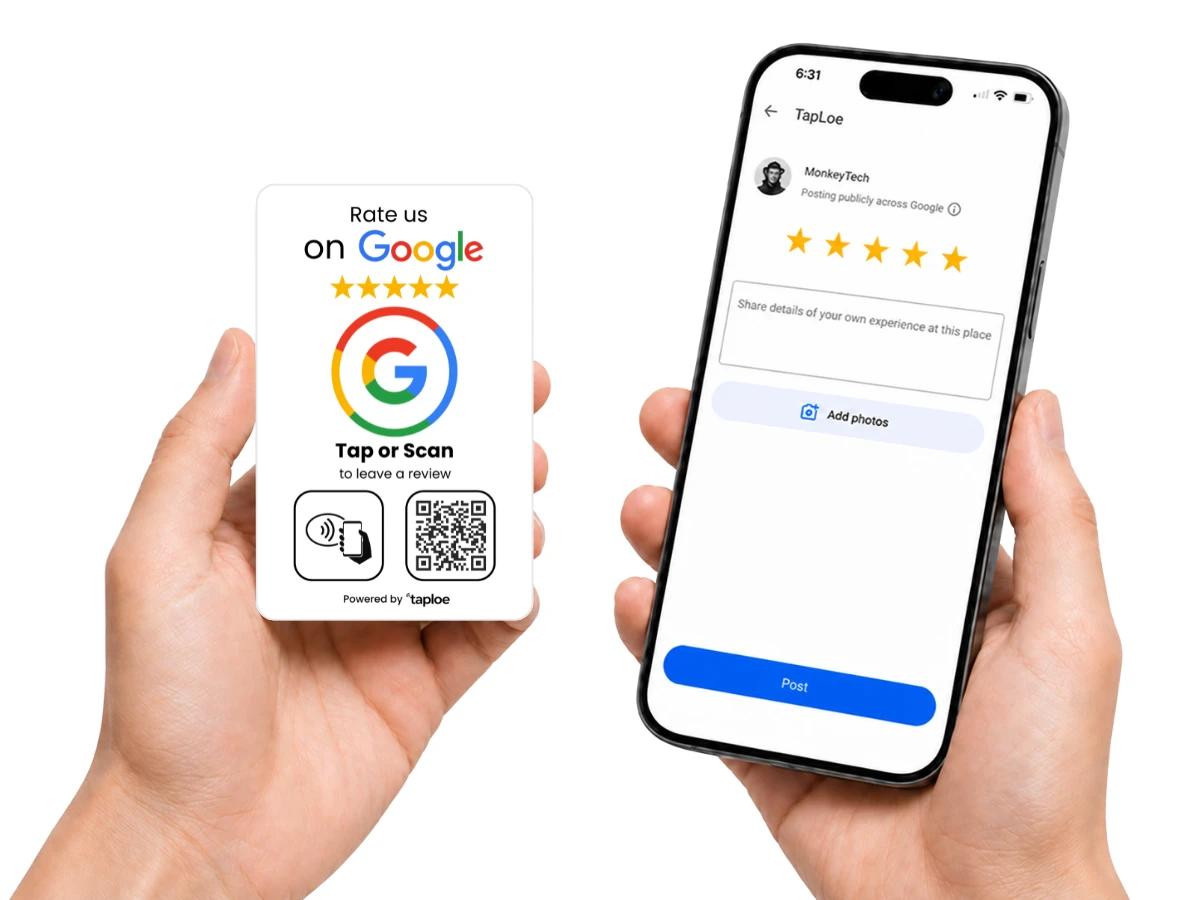 NFC Business Card for collecting Google reviews in use